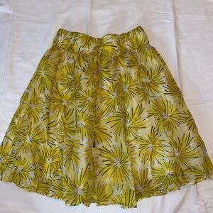 Zara Bright Yellow Floral A-Line Skirt